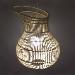 Cane Vase Pendant Light Rustic Woven Lamp Shade - thumbnail 2