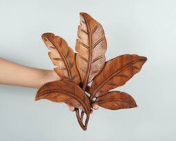 Leaves Wall Decor, Wooden Banana Leaf , Wood Carving Art, Handcrafted, Library Room Hanging Gift For Mother - thumbnail 1
