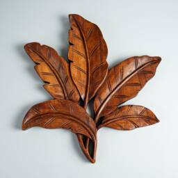 Leaves Wall Decor, Wooden Banana Leaf , Wood Carving Art, Handcrafted, Library Room Hanging Gift For Mother - thumbnail 3