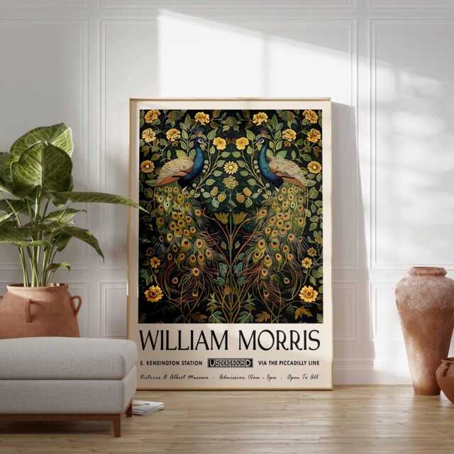 William Morris Poster, Peacock Print, Animal Floral Botanical Decor, Kew Gardens Art, Wall Art - image 1