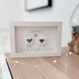 Couples Sheep Mini I Love Ewe Pebble Art Picture Frame Cotton Anniversary Gift Wife Husband Boyfriend Girlfriend Partner Fianc?? Stone UK - thumbnail 2