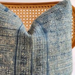 Indigo Neutral Tribal Hemp Hand Woven Natural Dye Color Lumbar Pillow Cover - thumbnail 2