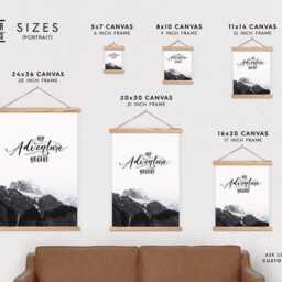 Poster Hanger-My Adventure Begins Canvas Print With Wood Hanger-Adventurer - Flat Canvas-Gift For Him - Gift Her-Snap Frame - thumbnail 2