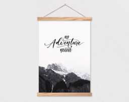 Poster Hanger-My Adventure Begins Canvas Print With Wood Hanger-Adventurer - Flat Canvas-Gift For Him - Gift Her-Snap Frame - thumbnail 1