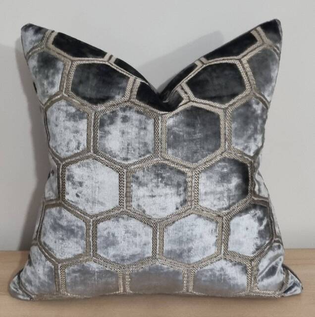Designers Guild Manipur Graphite Fabric Cushion Cover 45x45 cm - image 1