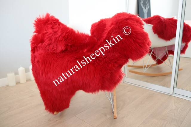 Genuine Natural Red Sheepskin Rug Throw Scandinavian Style - image 1
