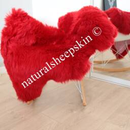 Genuine Natural Red Sheepskin Rug Throw Scandinavian Style - thumbnail 2