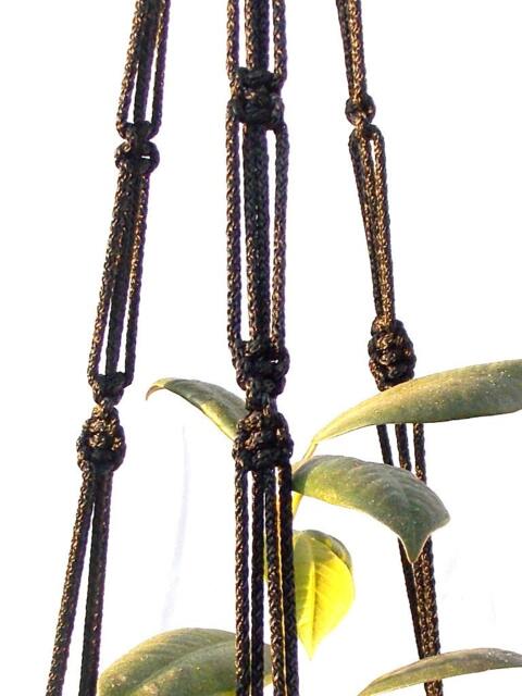 Black Macrame Plant Hanger 24 Inches 3mm - Hanging Planter Plant Holder Wall Hanging Planter Pattern Macrame Pot - image 1