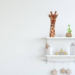 Giraffe Head Wall Decal Watercolor Safari Animal Sticker Removable Fabric Childrens Nursery Room Decor - thumbnail 2