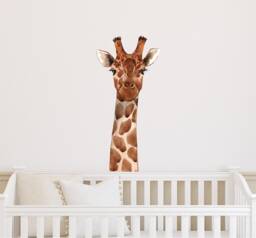 Giraffe Head Wall Decal Watercolor Safari Animal Sticker Removable Fabric Childrens Nursery Room Decor