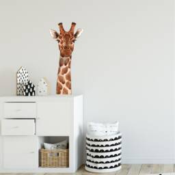 Giraffe Head Wall Decal Watercolor Safari Animal Sticker Removable Fabric Childrens Nursery Room Decor - thumbnail 3