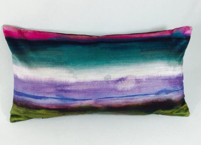 Voyage - Jadu Indigo Abstract Bleeding Iridescent Watercolour Cushion Cover Handmade Throw Pillow Designer Home Decor