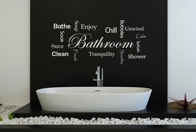 Bathroom Words Wall Decal Relax Chill Bubbles Bathe Shower Unwind Sticker Gift Ensuite Bath Mirror Tiles - image 1