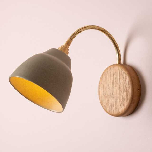 Green Flex Wall Light in Brass/Nickel, Ceramic & Oak - Small Element - image 1