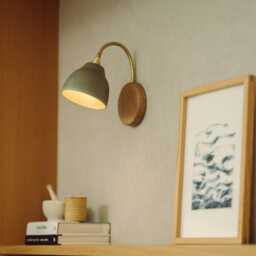 Green Flex Wall Light in Brass/Nickel, Ceramic & Oak - Small Element - thumbnail 2