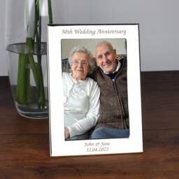 Personalised 50Th Wedding Anniversary Silver Photo Frame Gift For Couple Mum Dad Engraved Any Message 50 Years Married Keepsake - thumbnail 2