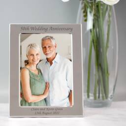 Personalised 50Th Wedding Anniversary Silver Photo Frame Gift For Couple Mum Dad Engraved Any Message 50 Years Married Keepsake