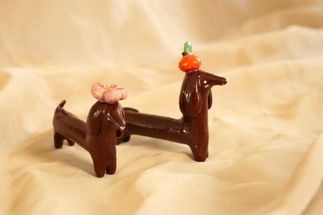 Ceramic Dachshund Lucky Dog Handcrafted Whimsical Decor - image 1