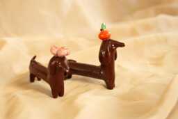 Ceramic Dachshund Lucky Dog Handcrafted Whimsical Decor - thumbnail 1