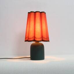 Handmade Brown Fabric Lamp Green Ceramic Base, Home Decor - thumbnail 4