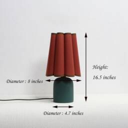 Handmade Brown Fabric Lamp Green Ceramic Base, Home Decor - thumbnail 2
