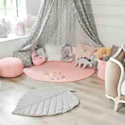 Crochet Nursery Rug/Baby Pink Round Floor Scandinavian Kids Room - thumbnail 3