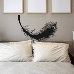 Peacock Feather Vinyl Wall Decal, Bedroom Art, Peacock Decal, Wall Feather, Feather Sticker - 186 - thumbnail 2