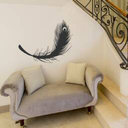Peacock Feather Vinyl Wall Decal, Bedroom Art, Peacock Decal, Wall Feather, Feather Sticker - 186 - thumbnail 1
