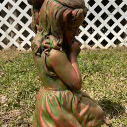 Solid Concrete Girl Garden Statue/Memorial Hand Painted Ages Bronze - thumbnail 3