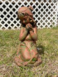 Solid Concrete Girl Garden Statue/Memorial Hand Painted Ages Bronze