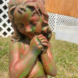 Solid Concrete Girl Garden Statue/Memorial Hand Painted Ages Bronze - thumbnail 2