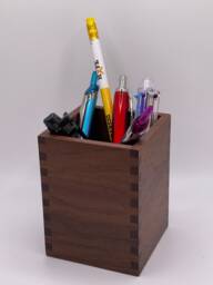 Pencil/Pen/Makeup Brush Holder - Desk Organizer Walnut Hardwood - thumbnail 1