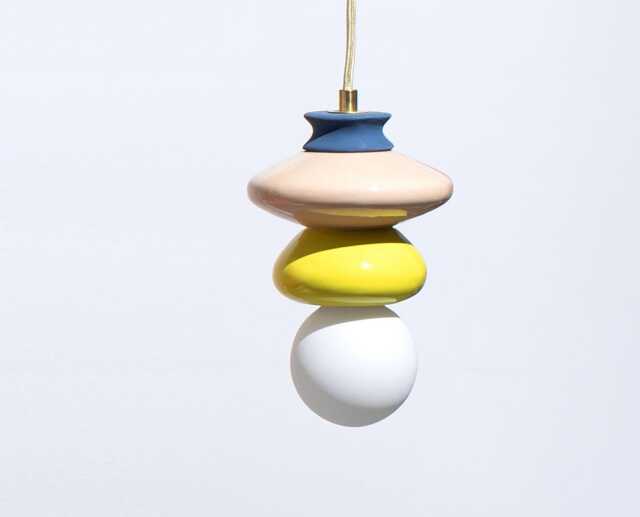 Ceiling Pendant Ceramic Lamp, Decorated Lampshade Design Unique Light Fixture - image 1