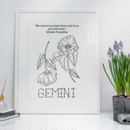 Gemini Astrology Print Feminist Zodiac Art Birthday Gift - thumbnail 3
