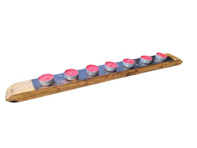 Whiskey Barrel Stave Candle Holder - Rustic Reclaimed Wood Tealight Centrepiece - image 1