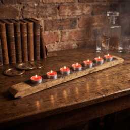 Whiskey Barrel Stave Candle Holder - Rustic Reclaimed Wood Tealight Centrepiece