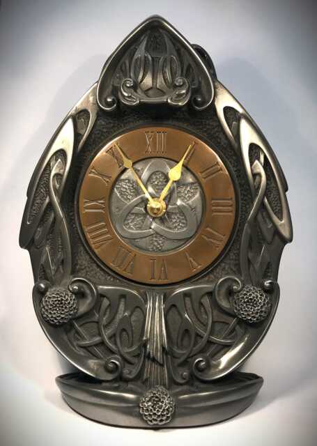 Handmade Celtic Art Mantle Clock Cold Cast Iron, Bronze Face - image 1