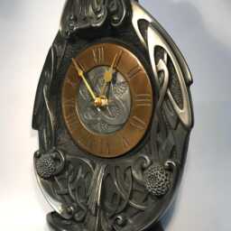 Handmade Celtic Art Mantle Clock Cold Cast Iron, Bronze Face - thumbnail 2