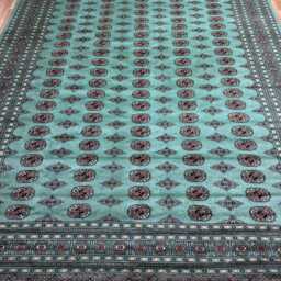 9x12 Turquoise Color Bokhara Rug - Washable Kitchen Woolen Living Room Hand Knotted Wall Teal - thumbnail 2
