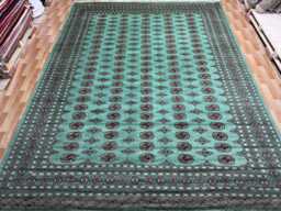 9x12 Turquoise Color Bokhara Rug - Washable Kitchen Woolen Living Room Hand Knotted Wall Teal - thumbnail 1
