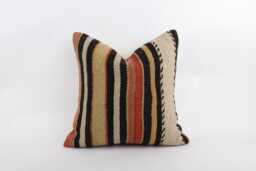 Vintage Turkish Kilim Pillow Cover Handmade Wool, 18''x18'' - thumbnail 1