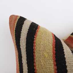 Vintage Turkish Kilim Pillow Cover Handmade Wool, 18''x18'' - thumbnail 2