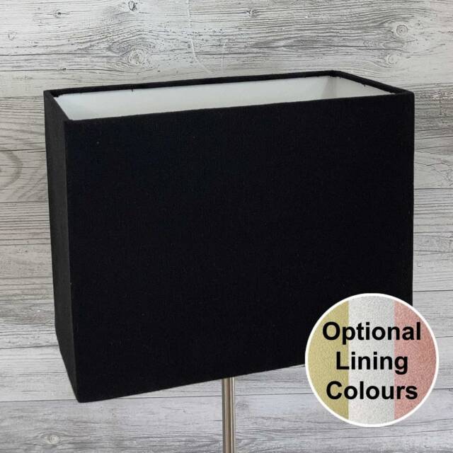Black Rectangular Lampshade, Metallic Table Floor Oblong Rectangle - image 1