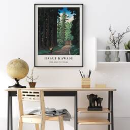 Japanese Exhibition Poster, Hasui Kawase Art Print, The Road To Nikko, Traditional Wall Decor - thumbnail 3