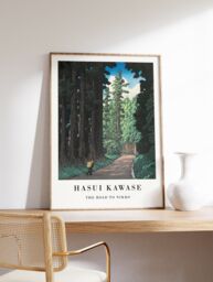 Japanese Exhibition Poster, Hasui Kawase Art Print, The Road To Nikko, Traditional Wall Decor - thumbnail 1