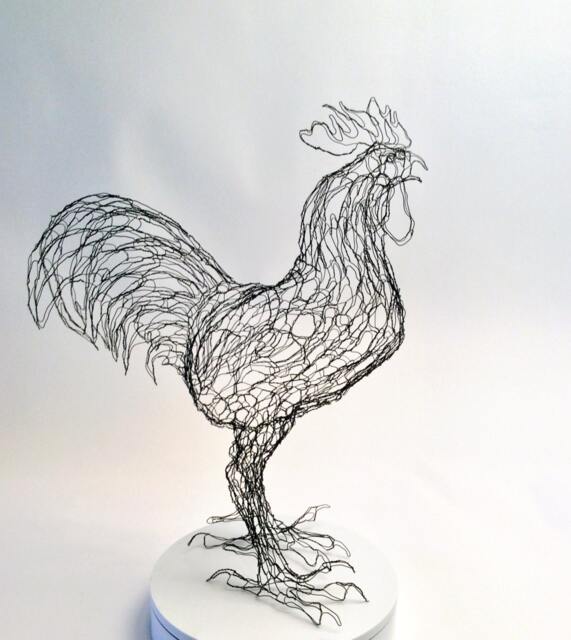 Rooster Cockerel Wire Sculpture By Elizabeth Berrien - image 1