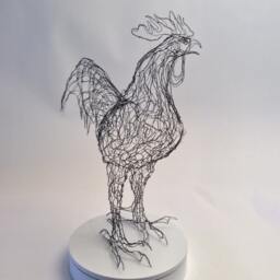 Rooster Cockerel Wire Sculpture By Elizabeth Berrien - thumbnail 3