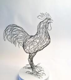 Rooster Cockerel Wire Sculpture By Elizabeth Berrien - thumbnail 1