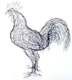 Rooster Cockerel Wire Sculpture By Elizabeth Berrien - thumbnail 4