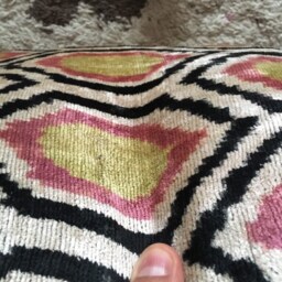 Handwoven Ikat Velvet Pillow Cover Rose Gold Honeycomb Silk Throw - thumbnail 2